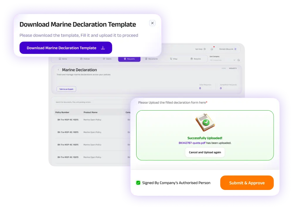 Marine Declaration dashboard