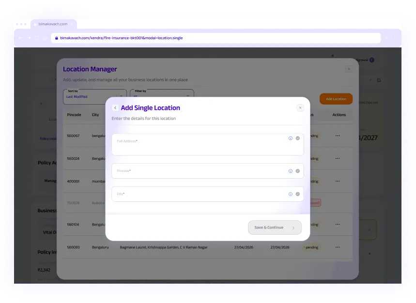 Location Manager dashboard