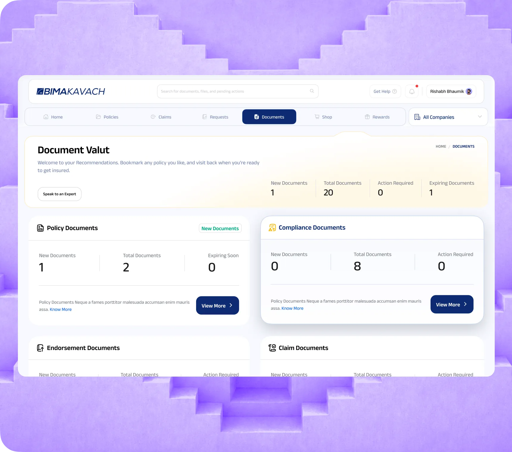 Policy Management dashboard