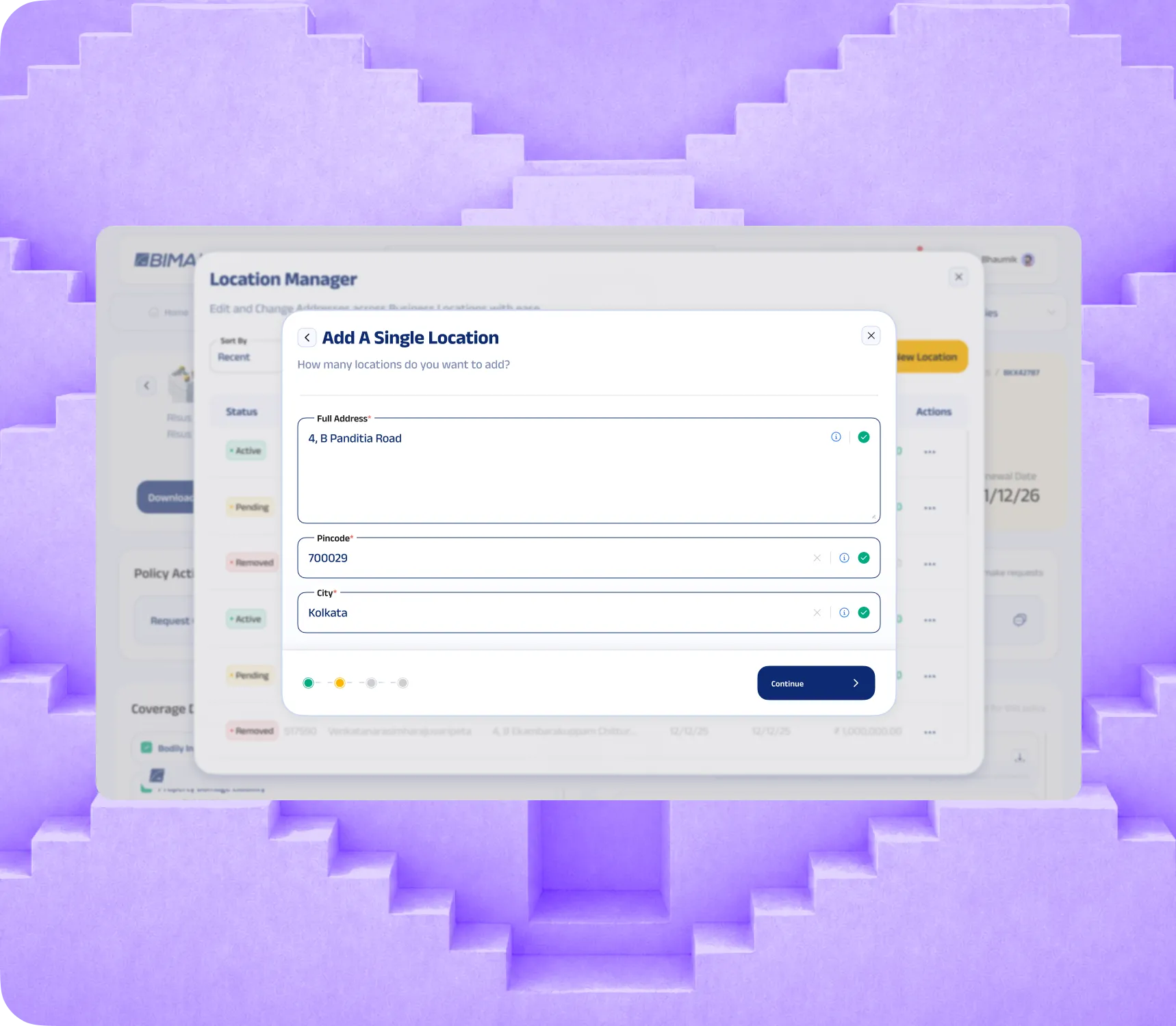 Location Manager dashboard